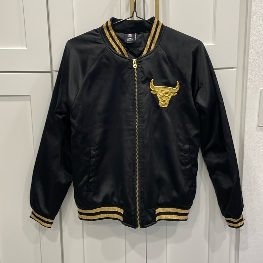NBA UNK Chicago Bulls Black and Gold Bomber Jacket